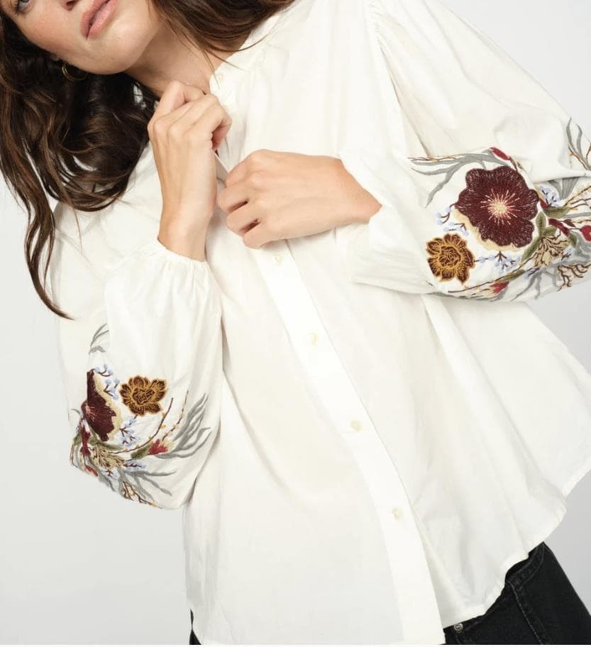 Foto 1 Camisa bordado floral en mangas