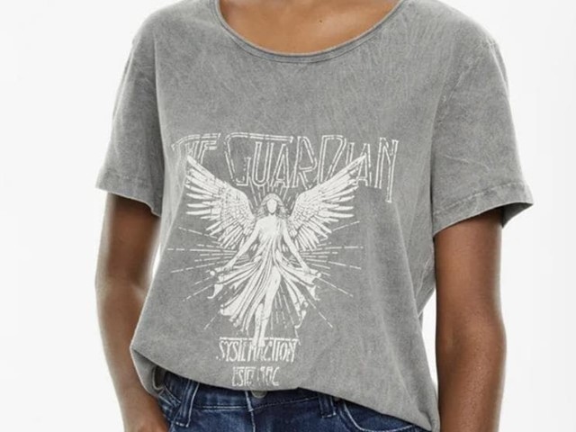 Camiseta Angel gris envejecido