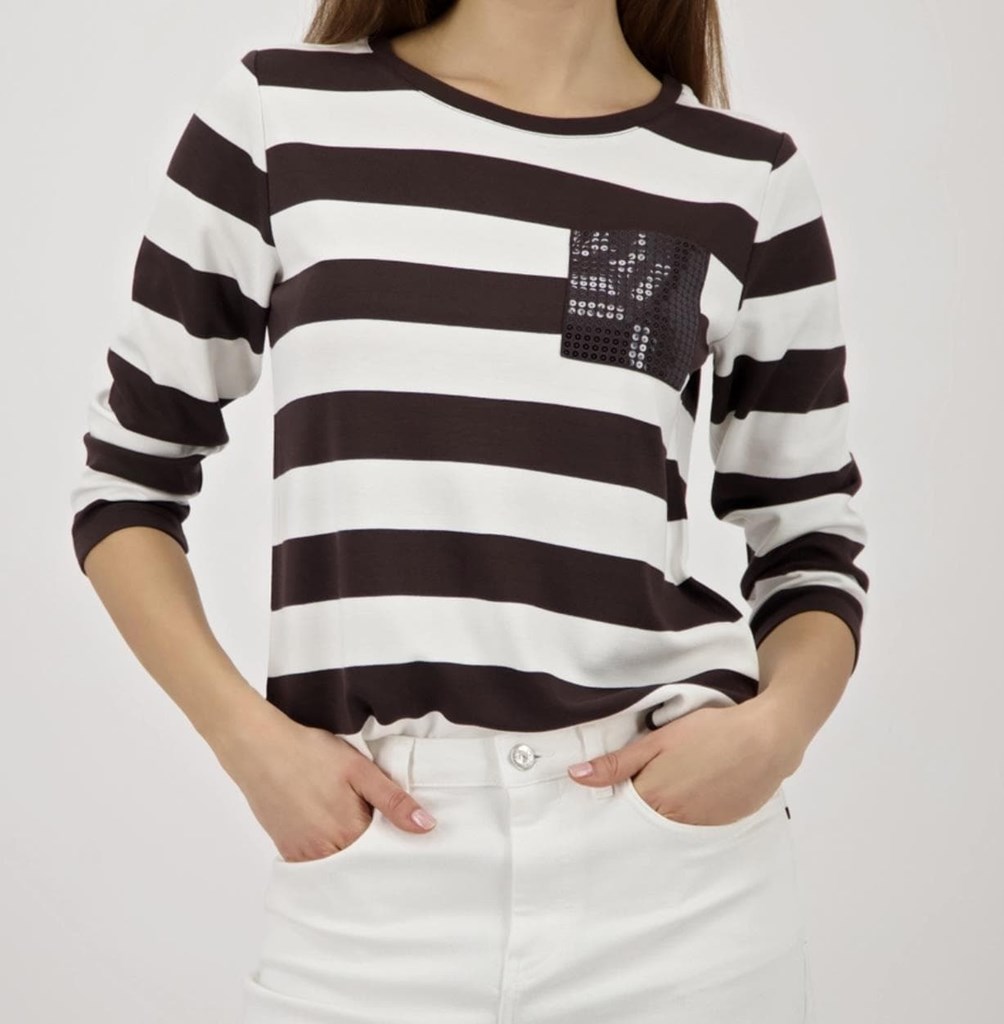 Foto 1 Camiseta rayas anchas chocolate