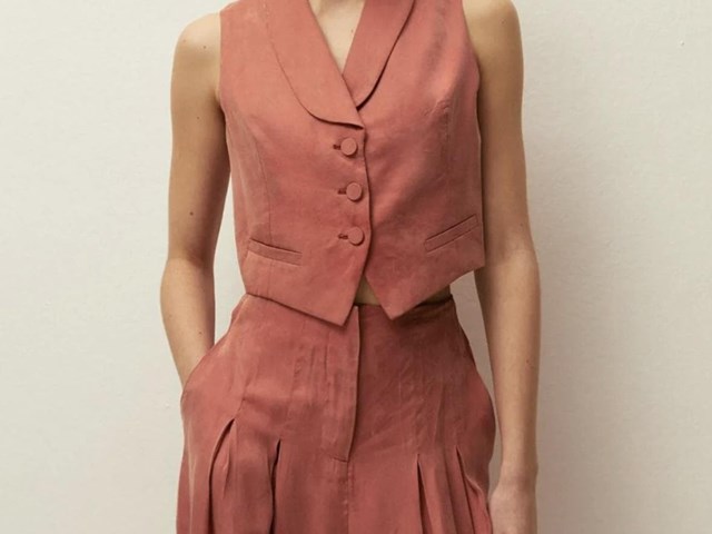 Chaleco fiesta tencel rosa