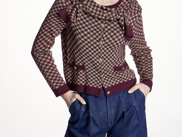 Chaqueta de cuadros burdeos