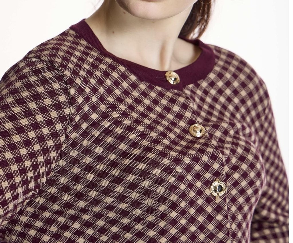Foto 2 Chaqueta de cuadros burdeos