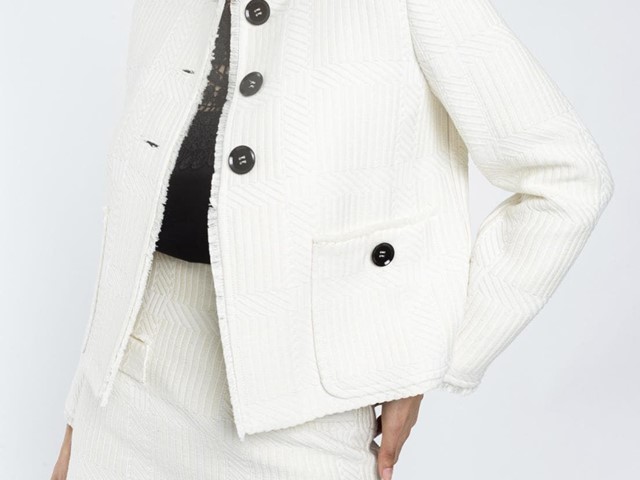 Chaqueta jacquard beige