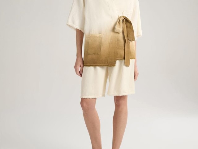 Chaqueta kimono beige en degradé .