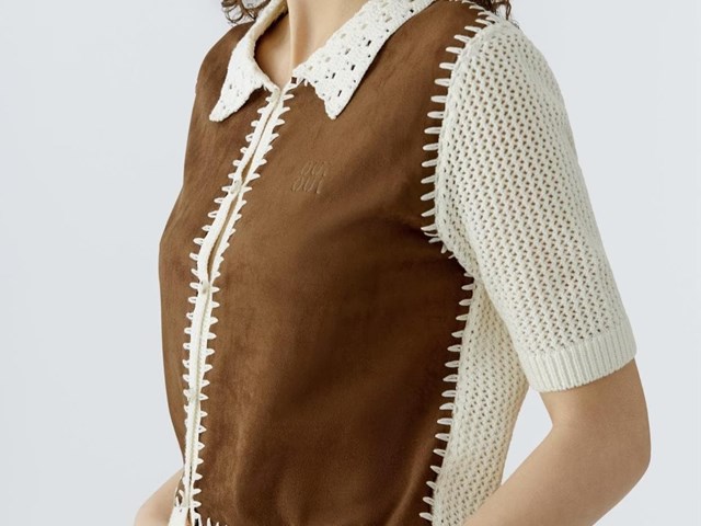 Chaqueta marrón y calada