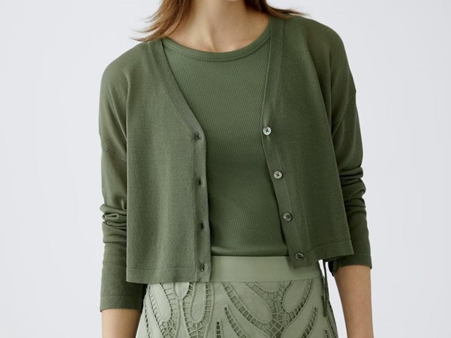 Chaqueta verde cuadrada