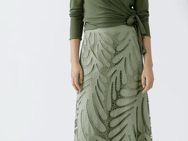 Falda de encaje verde