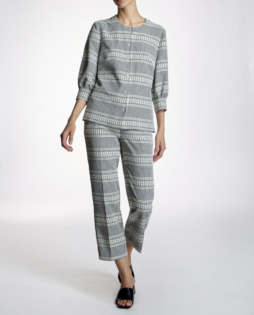 Foto 1 Pantalón cuadro vichy bordado