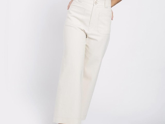 Pantalón denim culotte crudo