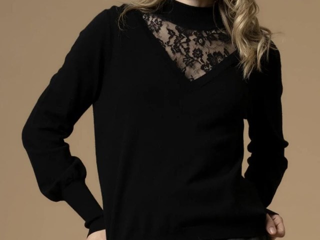 Sueter cuello V de encaje