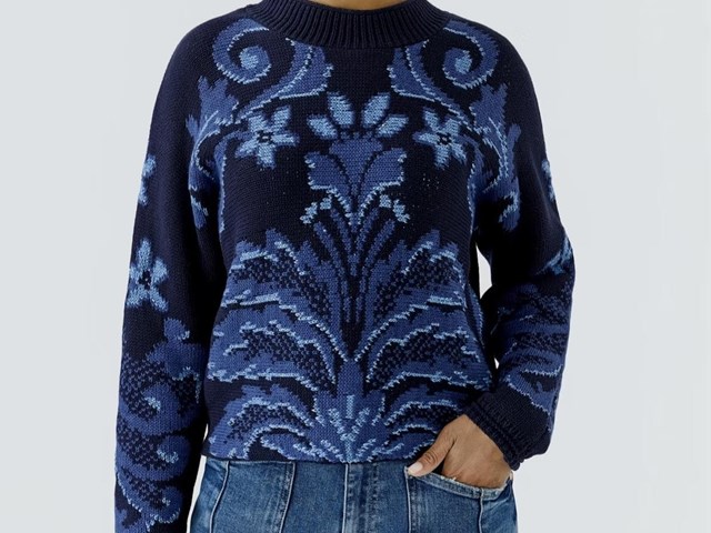 Suéter jacquard azul