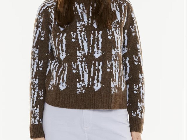 Sueter jacquard marrón y celeste