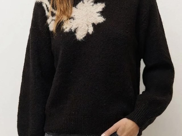 Suéter jacquard negro