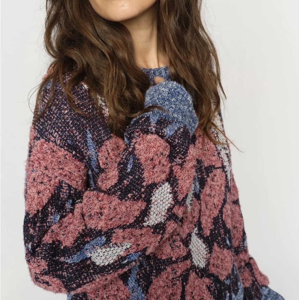 Foto 2 Suéter jacquard rosa y azul