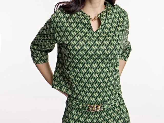 Top geométrico verde