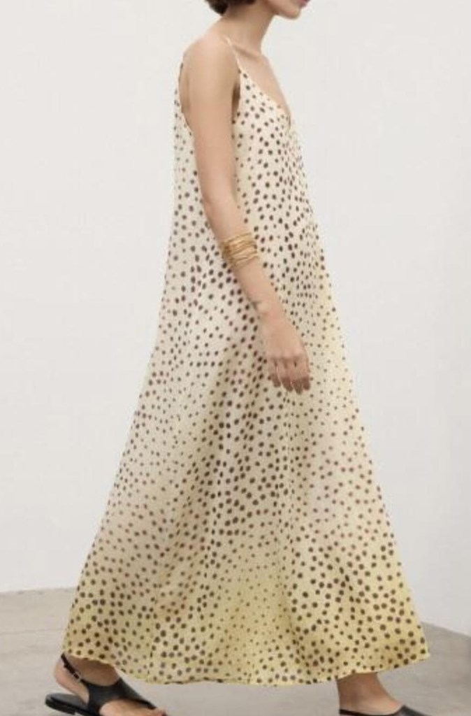 Foto 3 Vestido amarillo con topos marrones