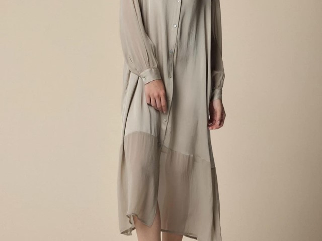 Vestido camisero topo con gasa