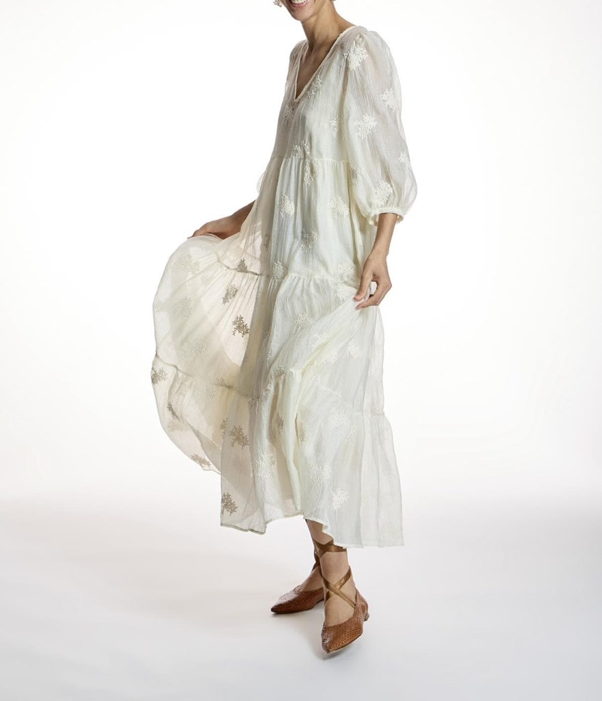 Foto 2 Vestido crudo bordado