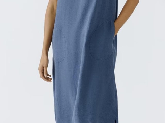 Vestido lino azul indigo