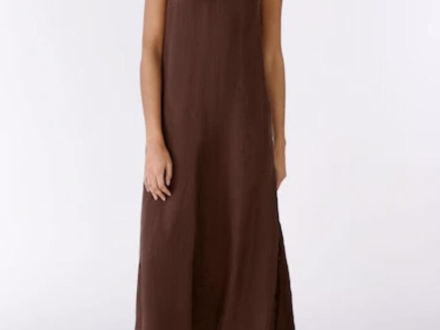 Vestido midi marrón 100%lino