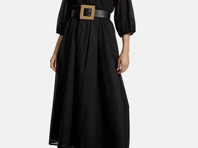 Vestido negro manga abullonada
