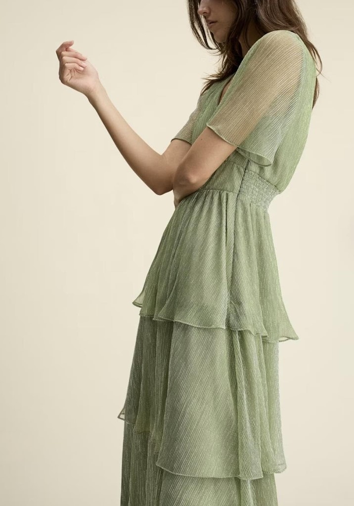 Foto 1 Vestido verde plisado con lurex